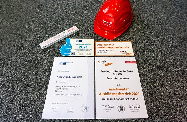 Bauunternehmen bendl ist IHK und HWK Ausbildungsbetrieb 2021