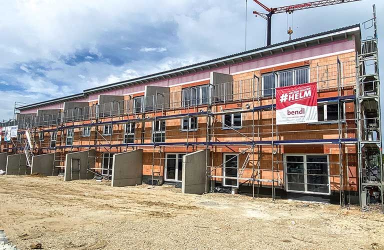 Rohbau für 7 Reihenhäuser in Gersthofen.